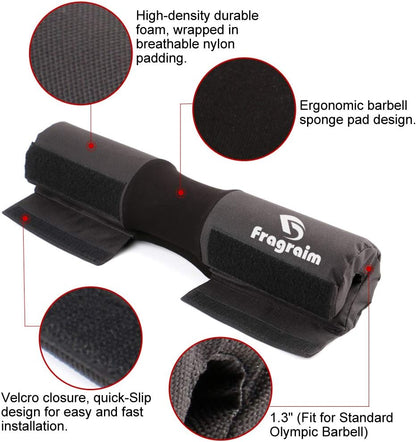 Barbell Squat Pad, Safety Bar Pad with Thick Foam and Nylon Padding - Neck & Shoulder Protective Pad Support for Squats, Lunges & Hip Thrusts - Fits Olympic Standard Weightlifting Bar